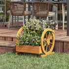 Outsunny 3-Tier Raised Garden Bed - Teak-Crafted of vintage-style wheels to be a unique garden focal point
