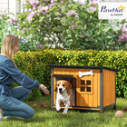 PawHut Pet House Kennel with Openable Weatherproof Roof-A door flap and eaves provide all-season shelter from the elements 