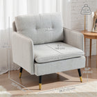HOMCOM Modern Accent Chair with Wide Lounge Seat - Button Tufted for Bedroom - Cream White - 2 Pack-Breathable linen-look fabric stays cool and resists wrinkles, pilling, and deformation
