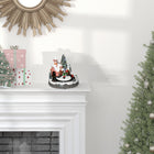 HOMCOM Christmas Village Houses with Rotating Train and LED Lights-2 modes can be selected: LED light with music, LED light without music 