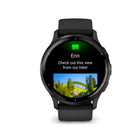 Garmin Venu 3 Watch - 45 mm - Slate Stainless Steel Bezel with Black Case and Silicone Band-Enjoy the convenience of making and taking phone calls from your wrist — even use your smartphone’s voice assistant to respond to text messages and more (when paired with your compatible iPhone® or Android™ smartphone); plus, you can respond to texts via voice, or Android users can text directly from their smartwatch