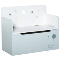 Qaba Kids Wooden Toy Storage Box with Gas Stay Bar Seating Bench - Blue-Made of durable MDF board, which is both child and environmentally friendly
