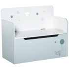 Qaba - Boîte de rangement en bois pour jouets pour enfants avec banc d’assise à vérin à gaz - bleu-Fabriqué en panneau MDF durable, à la fois sûr pour les enfants et respectueux de l'environnement  

