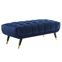Modway Adept 47.5" Performance Velvet Bench - Midnight Blue-47.5" Mid-Century Modern Bench
