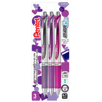 Pentel EnerGel Retractable Gel Roller - 0.7mm - Metal Tip - Assorted Colours - 3 Pack-Sleek & stylish barrel design with metal accents for a professional look