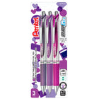 Pentel - EnerGel Rétractable Stylo à Encre Gel - 0,7mm - Pointe en Métal - Encre Assorti Couleurs - Paquet de 3-Doté d’un corps simple et élégant pour un design chic et professionnel