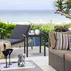 Outsunny Garden Patio Side Table with Umbrella Hole - Black-Treated with electroplated and powder coated to protect against rain and rust 