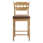 Modway - Jax Bois de chêne Tabouret de comptoir avec dossier ondulé en rasoir et coussin in Cacao en chêne vieilli-Entièrement assemblé