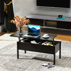 HOMCOM 39" Modern Lift Top Coffee Table with Hidden Storage Compartment - Black-Spacious rising tabletop creates a comfortable working area