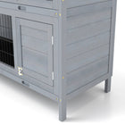 PawHut 2-Tier Wooden Rabbit Hutch - Grey-Two removable slide-out trays for easy cleaning and refilling 