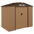 Abri de jardin Outsunny 7' x 4' x 6' avec kit de fondation en acier et double porte - Jaune-Espace de rangement ample pour les outils de jardin, l'équipement d'entretien de pelouse, les fournitures et plus encore  
