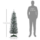 HOMCOM 5' Pencil Artificial Christmas Tree with Snow-Flocked Branches - Green-Section design for quick setup 