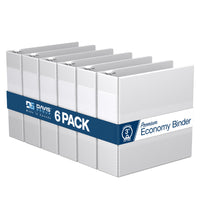 Davis Group Premium Economy Binder - Round Ring - 3" - White - 6 Pack-3 Ring Binder