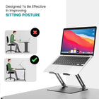 ShoppingAll Laptop Stand Riser for up to 17.3" Devices - Grey-Improved Airflow Design – Open structure enhances ventilation and prevents device overheating.