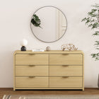 Manhattan Comfort Grace 60" Modern Double Dresser - Natural Oak/Gold-Recommended for up to 60 inch TV.