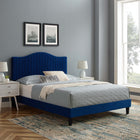 Modway Juniper Channel Tufted Performance Velvet King Platform Bed - Navy-Stain-Resistant Performance Velvet