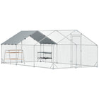 PawHut - Grand poulailler en métal avec bâche imperméable 9,8 pi L x 19,7 pi l x 6,4 pi H-Un espace spacieux de 194 pi² (18 m²) accueille confortablement 18 à 24 poules 