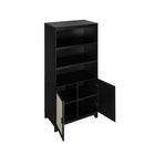 Manhattan Comfort Sheridan 31.49" Mid-Century Modern Bookcase Cabinet - Black-Features Adjustable Shelves and Soft Close Doors
