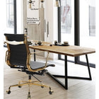 Plata Import - Antoni chaise de bureau en cuir PU tapisserie d'ameublement cadre doré à dossier bas, Noir-Construction de cadre en aluminium