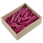 JAM Paper Wood Clip Clothes Pins - Medium - 1 1/8" - Fuchsia Pink - 50 Pack-Colour: Fuchsia Pink