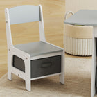 Qaba 3 Piece Kids Table & Chair Set with 6 Removable Drawers - Light Grey-Suitable height for ages 3-8, promoting healthy posture and protecting eyesight
