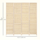 HOMCOM 4-Panel Bamboo Wave Freestanding Room Divider for Indoor Bedroom Office - Natural Wood-9 metal hinges for stability and smooth extending and retracting
