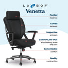 La-Z-Boy Venetta Ergonomic Swivel Executive Office Chair - Black-Contoured ergonomic lumbar support