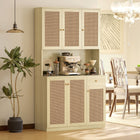 HOMCOM 71" H Kitchen Pantry Cabinet with Open Countertop Hutch - Natural Wood-Convenient storage drawers for smaller essentials 