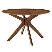 Modway Crossroads 47" Round Wood Dining Table - Walnut-Mid Century Modern Table