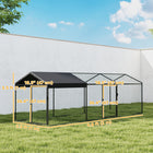 PawHut Metal Chicken Coop - Chicken Run with Waterproof & Anti-UV Cover-Dense wire mesh safeguards your chickens, ducks and rabbits from predator attacks