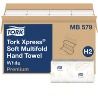 Tork Premium Soft Xpress 3 panneaux Essuie-mains multifold - paquet de 16-Avantages en un coup d’œil : Qualité premium, Impression attrayante des feuilles de Tork, Certifié FSC, Certifié cma compostable, Boîte de transport facile à manipuler, Idéal pour les toilettes à circulation moyenne