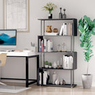 HOMCOM - Bibliothèque géométrique en bois à 5 niveaux pour salon - noir-Doubles as a bookshelf or room divider with an open-back design 