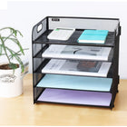 ShoppingAll - Organisateur de bureau à 5 plateaux en treillis métallique pour lettres et dossiers, avec poignée-8