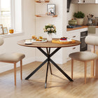 HOMCOM 47" Round Dining Table with Steel Legs - Brown-47.2" (120 cm) round tabletop seats four, great for family meals