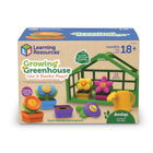 Learning Resources - Jeu de couleurs et de nombres en serre en pleine croissance - Lot de 12-Amusement de jardin imaginatif : avec un arrosoir fonctionnel et un étui de transport à effet de serre de la taille d'un enfant, ce jouet éducatif est prêt pour le plaisir en déplacement - emportez le jeu à l'extérieur !