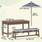 Qaba - Table de pique-nique pour enfants, ensemble table et bancs en bois avec coussins et parasol - bleu-Structure en bois de sapin offrant durabilité et longévité  
