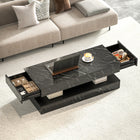 HOMCOM Marble-Effect Coffee Table with LED Light - Effect Black-High-gloss finish on the whole surface adds a high-end touch