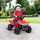 Qaba 6V Battery Powered Kids ATV with Headlights - Red-Maximum speed of 1.6 mph(2.5 km/h) ensures safe driving 