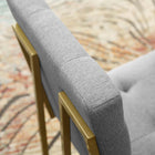Modway Privy Gold Stainless Steel Upholstered Fabric Dining Accent Chair - Gold/Light Grey-Soft Polyester Fabric Upholstery