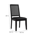 Modway - Arlo Cuir végétalien rembourré en faux rotin et bois Fauteuils d’accompagnement à manger Ensemble de 2 - Noir noir-Rembourrage en cuir végane
