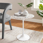Modway Lippa 20" Round Terrazzo Side Table - White Terrazzo-Glossy Tapered Pedestal Base