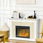 HOMCOM 31.5" Electric Fireplace with Mantel, Remote Control and 12H Timer - White-Adjustable temperature range from 62℉ to 82℉ (17℃-27℃) to warm your room 