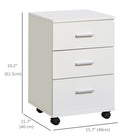 Vinsetto 3-Drawer Letter/A4 Filing Cabinet with Lock & Wheels - White-A side lock and 2 keys keep paperwork safe in all drawers
