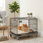 PawHut Dog Crate on Wheels - 24" - Metal-Thickened wire frame with dual locks ensures your pet stays safely inside
