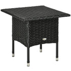 Outsunny 20" Patio Wicker Coffee Table with Plastic Board Underneath the Woven Tabletop - Black-Classic design blends seamlessly with your patio, garden, or pool