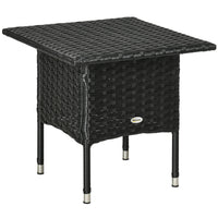 Outsunny - Table basse de patio en osier 20 po avec plaque en plastique sous le plateau tressé, noir-Le design classique s'intègre parfaitement à votre terrasse, jardin ou piscine
