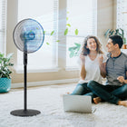 HOMCOM 51" H Pedestal Fan with Tilted Head and Timer for Bedroom - Black-Adjustable height and 8° up and 15° down tilt angle of the floor fan can suit your specific cooling needs 