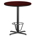 Flash Furniture Dessus de table rond de 36 po en stratifié d’acajou avec anneau de pied-Table d'hospitalité à hauteur de bar