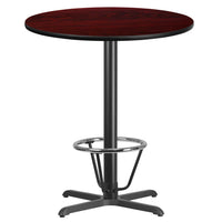Flash Furniture Dessus de table rond de 36 po en stratifié d’acajou avec anneau de pied-Table d'hospitalité à hauteur de bar