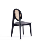 Manhattan Comfort Versailles 18.5" Industry Chic Round Back Dining Chair - Black and Natural Cane - Set of 4-Unique Round Backrest Made of Cane